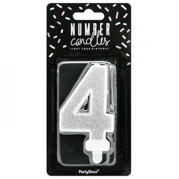 Number Candle - 4 - Silver